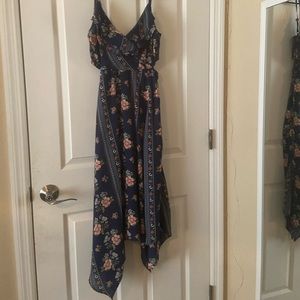 Long Dark Blue Floral Sundress